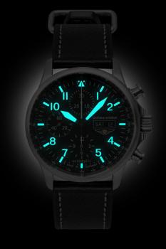 Preview: Bauhaus Aviation Herrenuhr Automatik Chronograph mit Pilotenarmband
